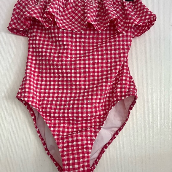 J. Crew Red Gingham Women's One Piece Swimsuit - Picture 2 of 8